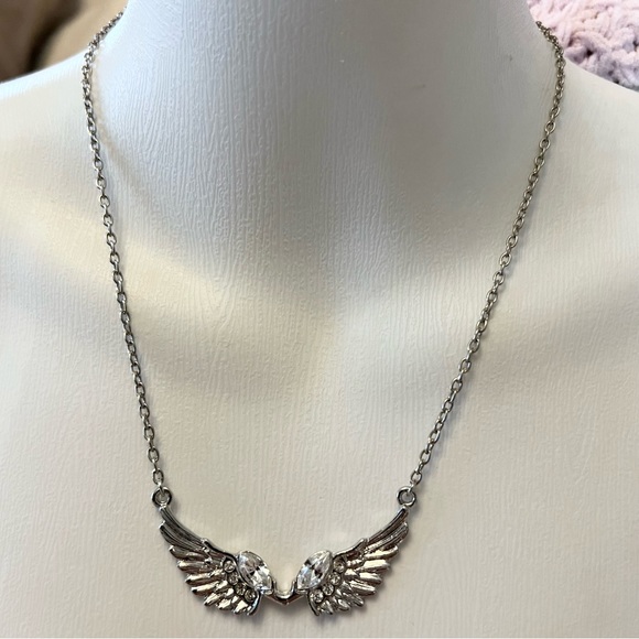 Oker Brand | Jewelry | Angel Wings Rhinestone Silver Choker Necklace ...